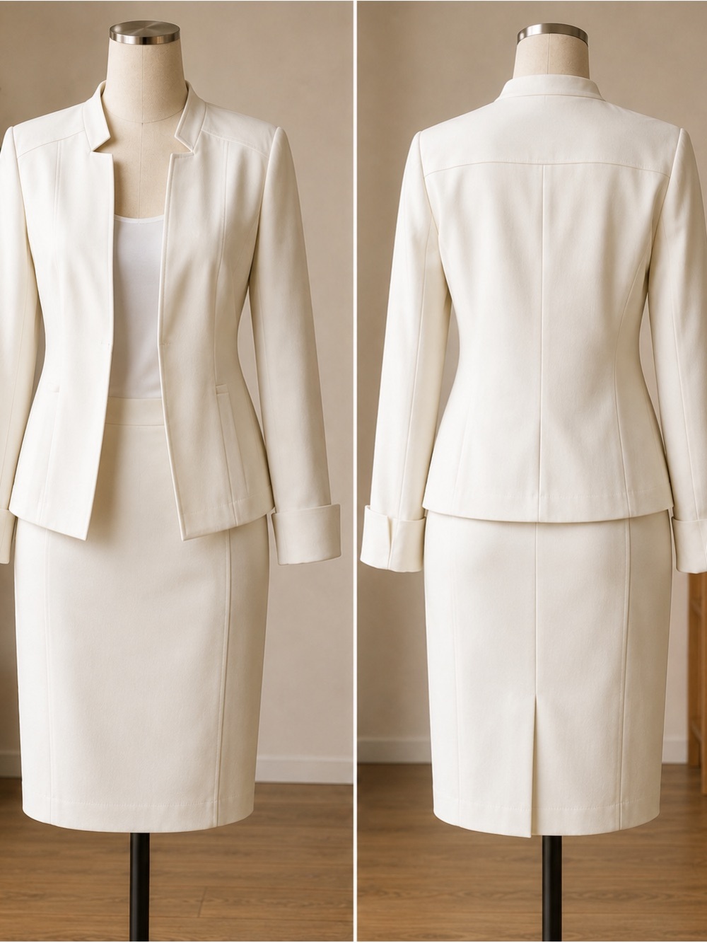 JM Collection Cream Two-Piece Skirt Suit